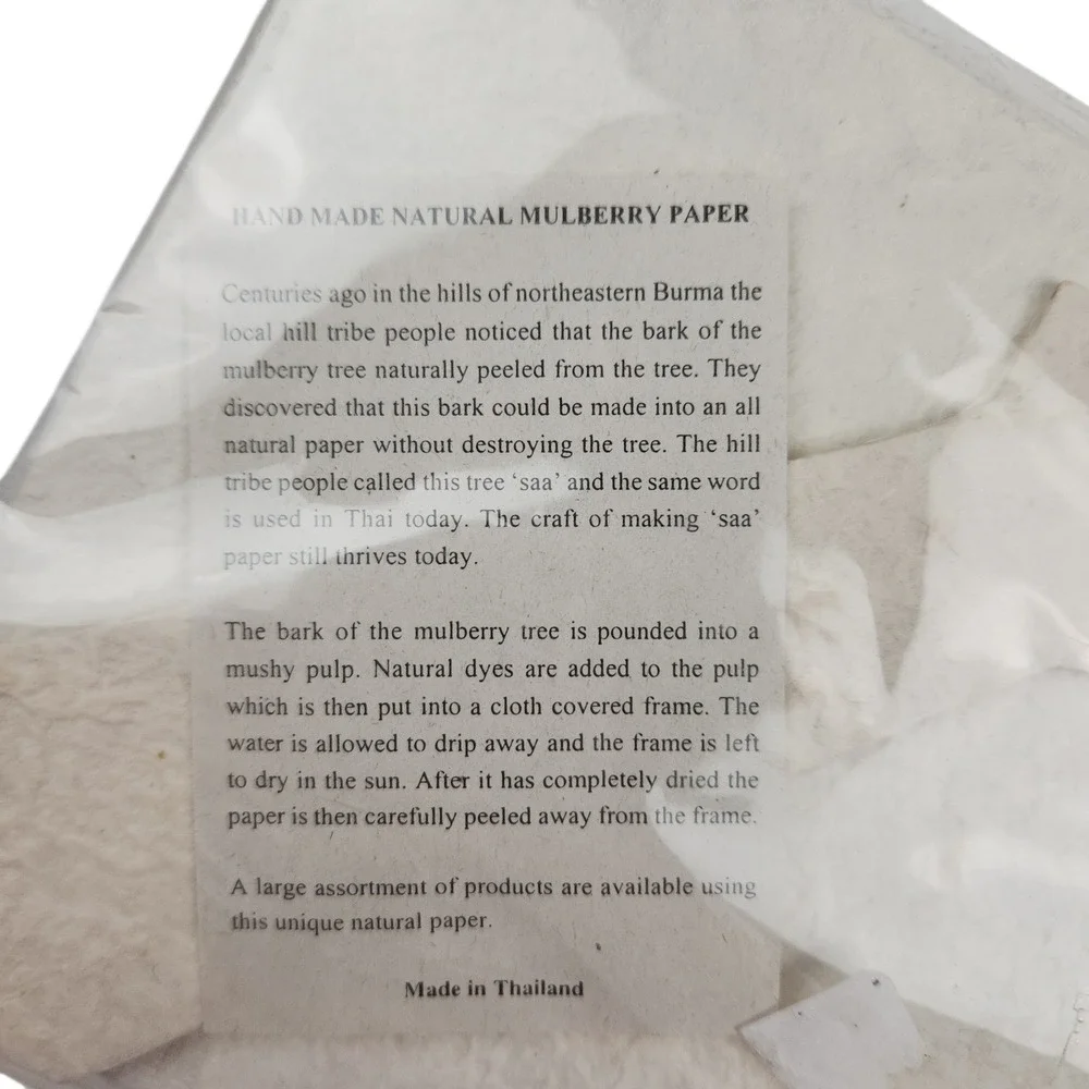 Handmade Mulberry Paper Picture Frame 4x6 Cream Botanical Leaf‎ Pressed Flowers
